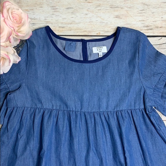 🌟HoST PiCK🌟 Girls chambray tired swing top - Picture 3 of 4